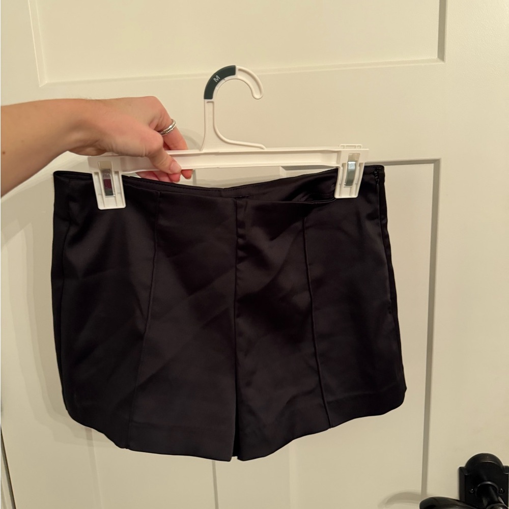 Zara satin black mini shorts